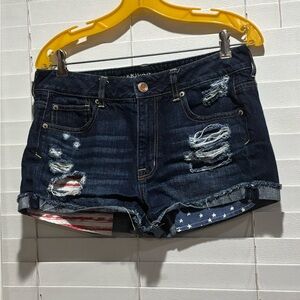 American Eagle Outfitters American Flag Distressed Denim Shorts